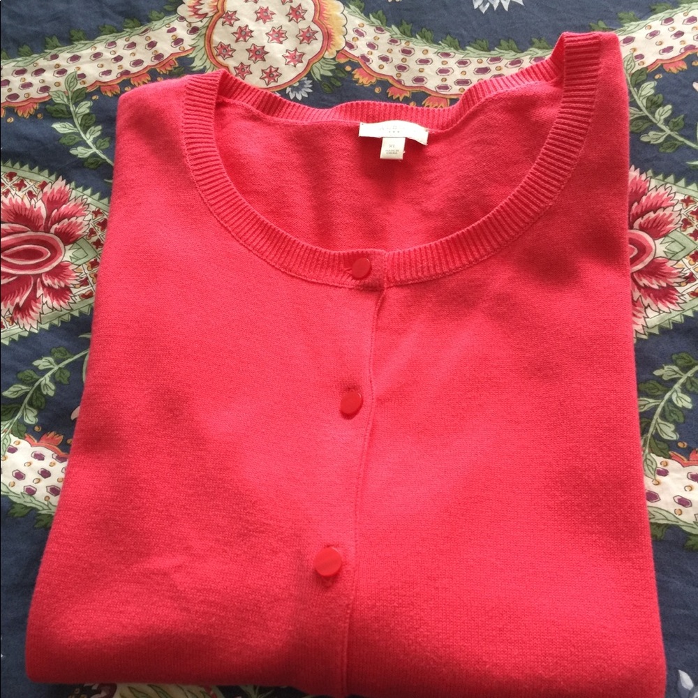 Talbots salmon colored 3/4 length cardigan.